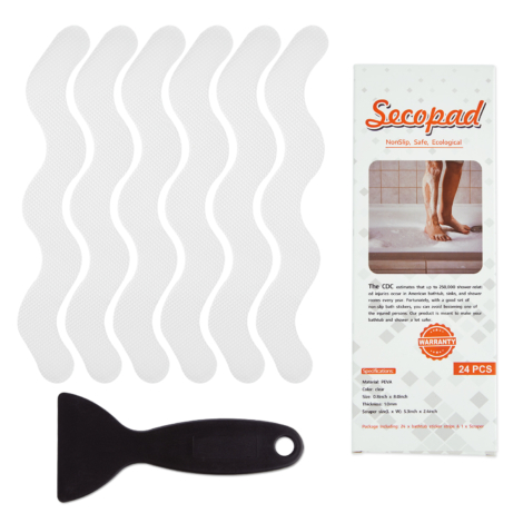 Secopad Anti Slip Shower Stickers 24 PCS Safety Bathtub Strips Adhesive  Decals with Premium Scraper for Bath Tub Shower Stairs Ladders Boats –  Secopad