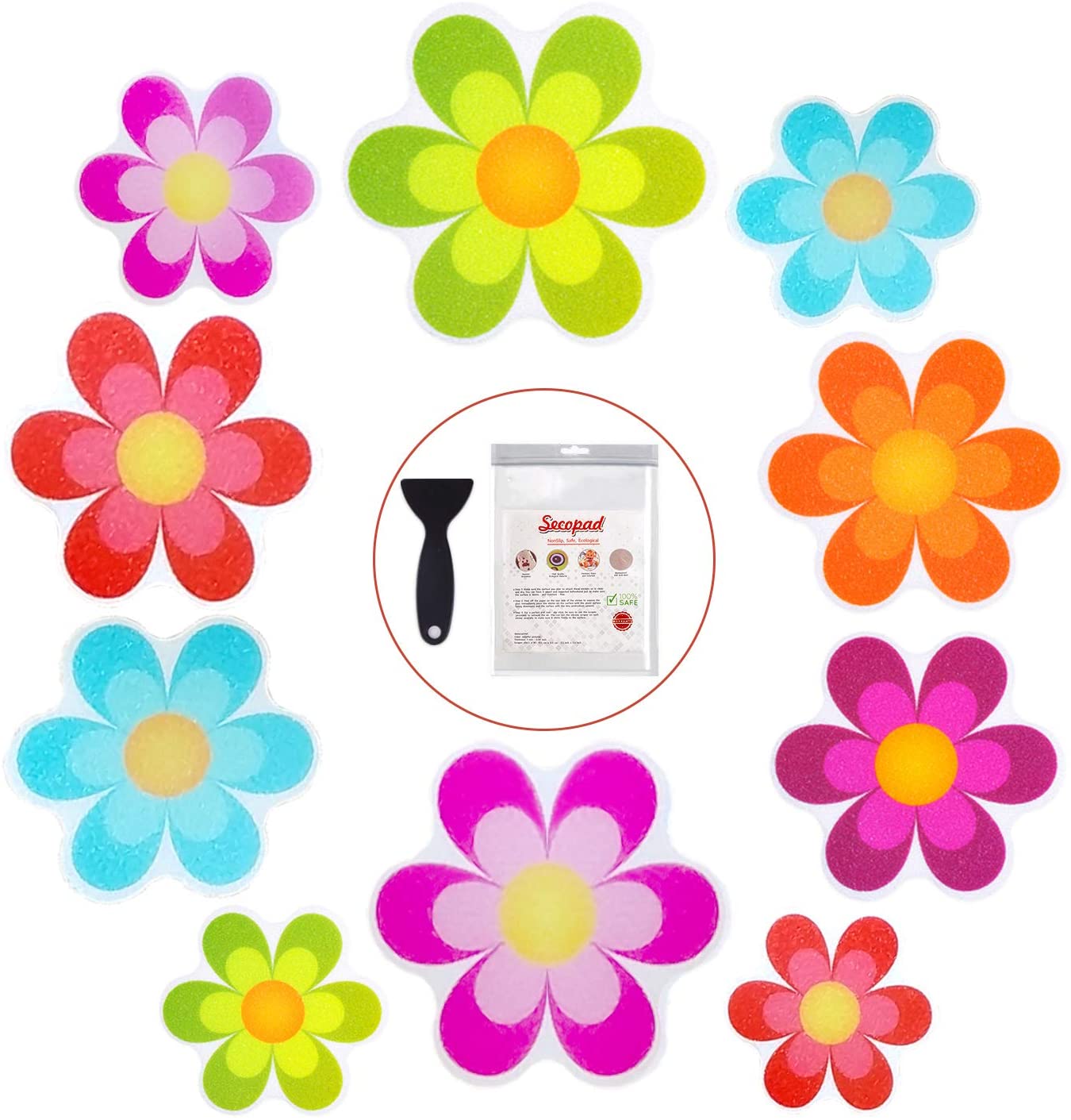Arancione TOPBATHY 10PZ Adesivo Sea Star Stampa Adesivo Antiscivolo Applique Decalcomanie di Sicurezza Trazione per vasche da Bagno 